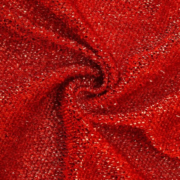 Arch Covers |   8ftx7ft Red Metallic Shimmer Tinsel Spandex Hexagon Wedding Arbor Cover, 2-Sided Backdrop Arch Covers Arch Covers