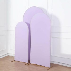 Arch Covers |   Set of 3 Matte Lavender Lilac Spandex Fitted Chiara Backdrop Stand Covers For Round Top Wedding Arch – 5ft, 6ft, 7ft Arch Covers Arch Covers