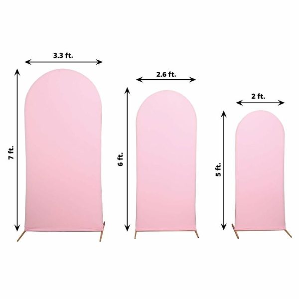 Arch Covers |   Set of 3 Matte Pink Spandex Fitted Chiara Backdrop Stand Cover For Round Top Wedding Arch – 5ft, 6ft, 7ft Arch Covers Arch Covers