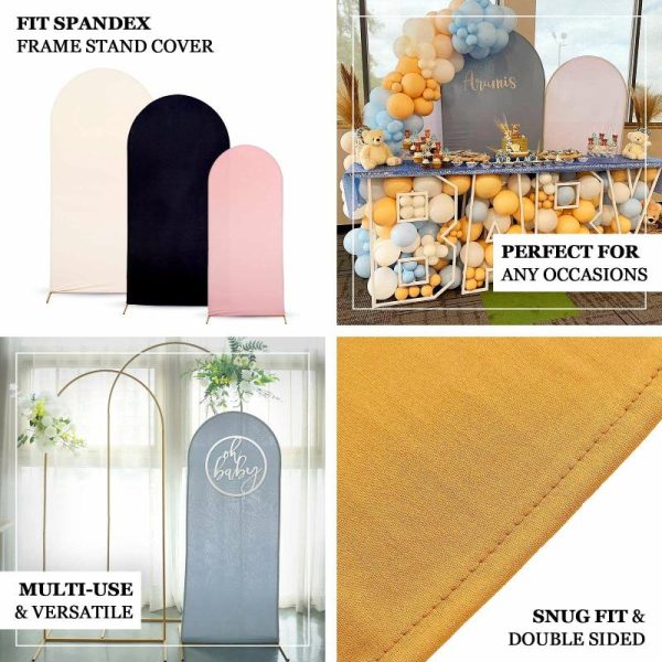 Arch Covers |   Set of 3 Matte Pink Spandex Fitted Chiara Backdrop Stand Cover For Round Top Wedding Arch – 5ft, 6ft, 7ft Arch Covers Arch Covers