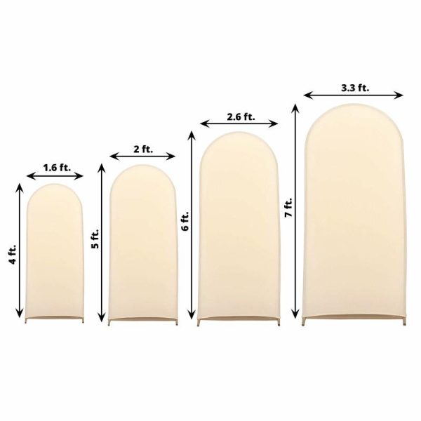 Arch Covers |   Set of 4 Matte Beige Spandex Fitted Wedding Arch Covers For Round Top Chiara Backdrop Stands – 4ft,5ft,6ft,7ft Arch Covers Arch Covers