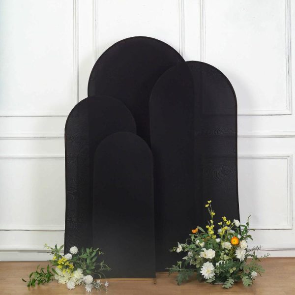 Arch Covers |   Set of 4 Matte Black Spandex Fitted Wedding Arch Covers For Round Top Chiara Backdrop Stands – 4ft,5ft,6ft,7ft Arch Covers Arch Covers