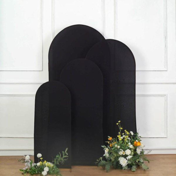 Arch Covers |   Set of 4 Matte Black Spandex Fitted Wedding Arch Covers For Round Top Chiara Backdrop Stands – 4ft,5ft,6ft,7ft Arch Covers Arch Covers