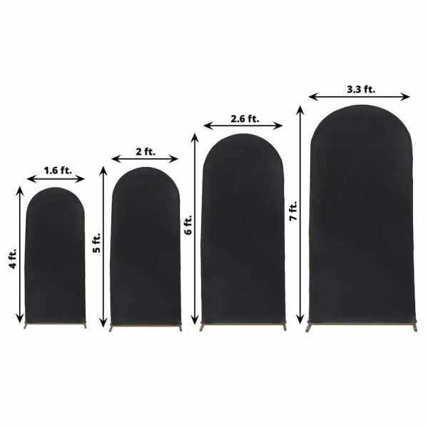 Arch Covers |   Set of 4 Matte Black Spandex Fitted Wedding Arch Covers For Round Top Chiara Backdrop Stands – 4ft,5ft,6ft,7ft Arch Covers Arch Covers