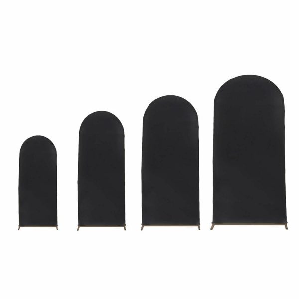 Arch Covers |   Set of 4 Matte Black Spandex Fitted Wedding Arch Covers For Round Top Chiara Backdrop Stands – 4ft,5ft,6ft,7ft Arch Covers Arch Covers