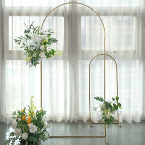 Arches & Arbors |   7ft Gold Metal Wedding Arch Chiara Backdrop Stand Floral Display Frame With Round Top Arches & Arbors Arches & Arbors