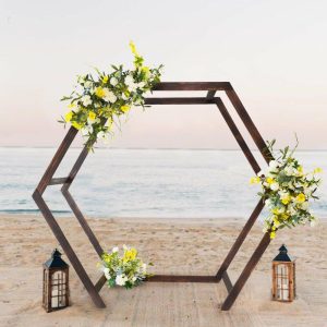 Arches & Arbors |   7ftx8.5ft Heavy Duty Wooden Dual Hexagon Wedding Arbor Backdrop Stand Arches & Arbors Arches & Arbors