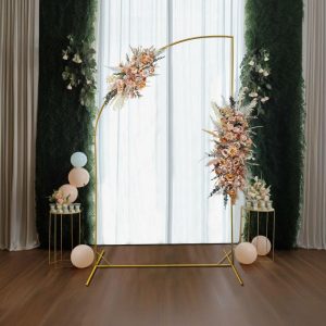 Arches & Arbors |   8ft Gold Metal Half Moon Floral Frame Wedding Arbor Stand, Chiara Backdrop Display Arch Arches & Arbors Arches & Arbors