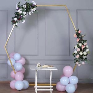 Arches & Arbors |   8ft Heavy Duty Gold Metal Hexagonal Wedding Arbor Photo Backdrop Stand Arches & Arbors Arches & Arbors