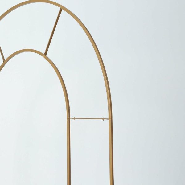 Arches & Arbors |   8ft Tall Gold Metal Round Top Double Arch Wedding Arbor Ceremony Stand, Flower Balloon Frame Backdrop Stand Arches & Arbors Arches & Arbors