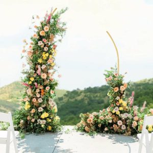 Arches & Arbors |   Set of 2 Gold Metal Curved Top Balloon Flower Backdrop Stands, Wedding Arch Frames – 6ft, 8ft Arches & Arbors Arches & Arbors