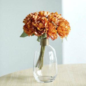 Artificial Flowers |   11″ Orange Real Touch Artificial Silk Peonies Flower Bouquet Artificial Flowers Artificial Flowers