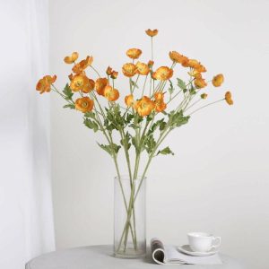 Artificial Flowers |   2 Stems 33″ Orange Artificial Silk Poppy Flower Bouquet Bushes Artificial Flowers Artificial Flowers