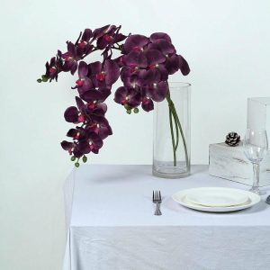 Artificial Flowers |   2 Stems 40″ Tall Eggplant Artificial Silk Orchid Flower Bouquets Artificial Flowers Artificial Flowers