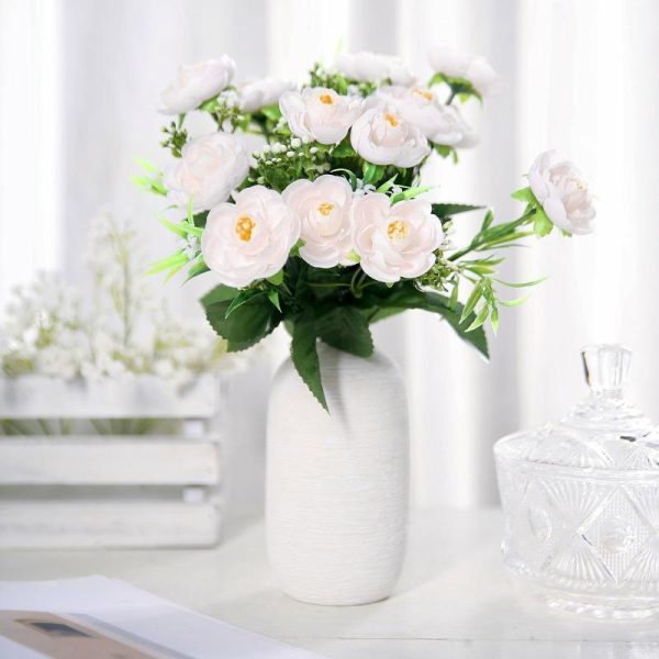 Artificial Flowers |   4 Bushes Blush Artificial Silk Peony Flower Bouquet Arrangement Artificial Flowers & Greens Artificial Flowers