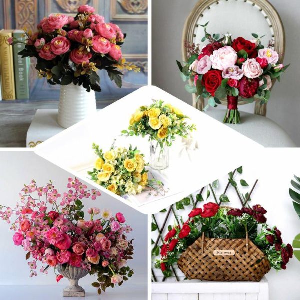 Artificial Flowers |   4 Bushes Blush Artificial Silk Peony Flower Bouquet Arrangement Artificial Flowers & Greens Artificial Flowers