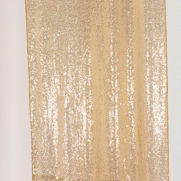 Backdrop Curtains |   2 Pack Gold Sequin Event Curtain Drapes with Rod Pockets, Seamless Backdrop Event Panels – 8ftx2ft Backdrop Curtains Backdrop Curtains