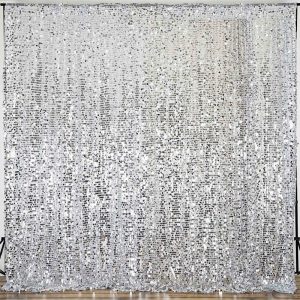 Backdrop Curtains |   20ftx10ft Silver Big Payette Sequin Event Curtain Drapes, Backdrop Event Panel Backdrop Curtains Backdrop Curtains