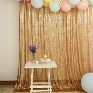 Backdrop Curtains |   8ftx8ft Gold Sequin Event Curtain Drapes, Backdrop Event Panel Backdrop Curtains Backdrop Curtains