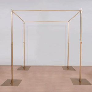 Backdrop Stand |   10ft 4-Post Gold Metal DIY Photography Backdrop Stand, Wedding Arch Canopy Tent Backdrop Stand Backdrop Stand