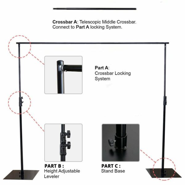 Backdrop Stand |   10ft Metal DIY Adjustable Heavy Duty Backdrop Stand Kit, Steel Base Backdrop Stand Ceiling Drapes Backdrop Stand