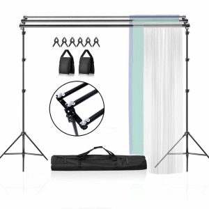 Backdrop Stand |   8ftX10ft Metal Triple Crossbar Adjustable Photography Backdrop Stand Backdrop Stand Backdrop Stand