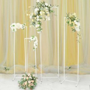 Backdrop Stand |   Set of 4 Slim White Metal Frame Wedding Arch, Rectangular Backdrop Stand, Floral Display Frame – 3.6ft, 4.5ft, 5.5ft, 6.5ft Backdrop Stand Backdrop Stand