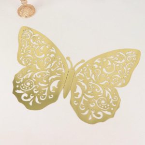 Backdrop & Wall Decals |   10 Pack Metallic Gold Foil Jumbo 3D Butterfly Wall Stickers, 14″x20″ Disposable Paper Charger Placemats Backdrop & Wall Decals Backdrop & Wall Decals