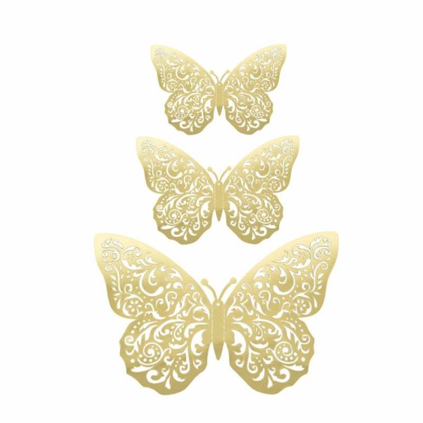 Backdrop & Wall Decals |   10 Pack Metallic Gold Foil Jumbo 3D Butterfly Wall Stickers, 14″x20″ Disposable Paper Charger Placemats Backdrop & Wall Decals Backdrop & Wall Decals