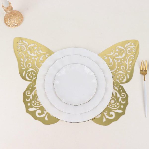 Backdrop & Wall Decals |   10 Pack Metallic Gold Foil Jumbo 3D Butterfly Wall Stickers, 14″x20″ Disposable Paper Charger Placemats Backdrop & Wall Decals Backdrop & Wall Decals