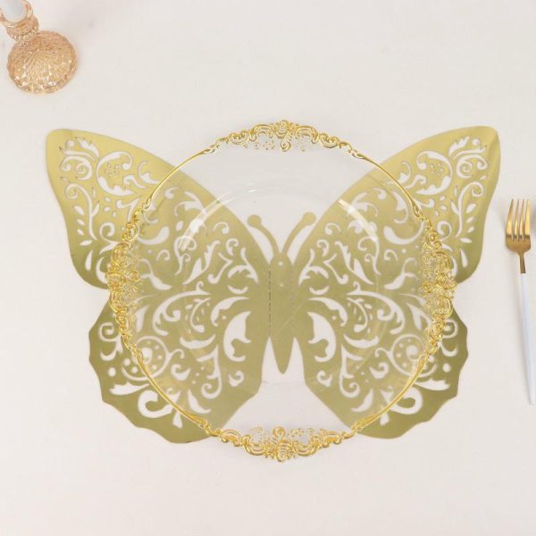 Backdrop & Wall Decals |   10 Pack Metallic Gold Foil Jumbo 3D Butterfly Wall Stickers, 14″x20″ Disposable Paper Charger Placemats Backdrop & Wall Decals Backdrop & Wall Decals