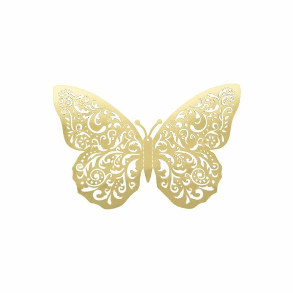 Backdrop & Wall Decals |   10 Pack Metallic Gold Foil Jumbo 3D Butterfly Wall Stickers, 14″x20″ Disposable Paper Charger Placemats Backdrop & Wall Decals Backdrop & Wall Decals