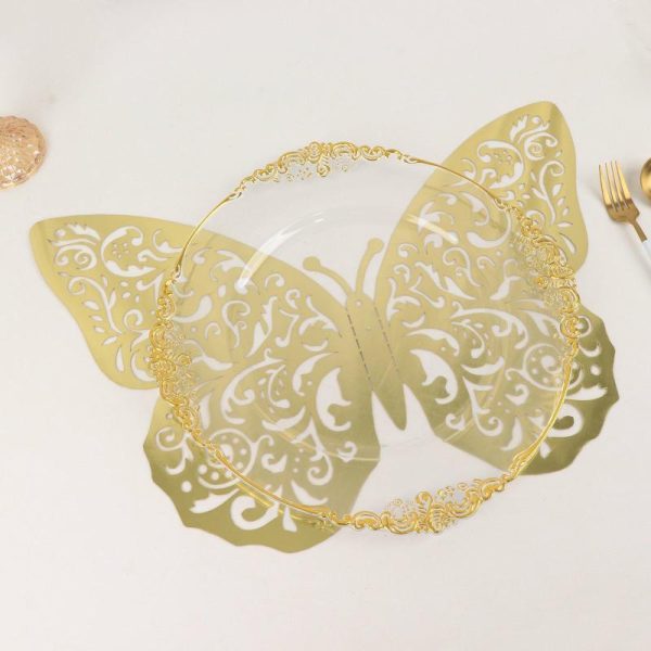 Backdrop & Wall Decals |   10 Pack Metallic Gold Foil Jumbo 3D Butterfly Wall Stickers, 14″x20″ Disposable Paper Charger Placemats Backdrop & Wall Decals Backdrop & Wall Decals