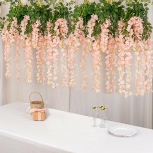 Backdrop & Wall Decals |   5 Pack 44″ Blush Artificial Silk Hanging Wisteria Vines Backdrop & Wall Decals Backdrop & Wall Decals