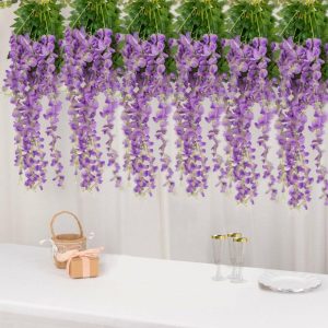 Backdrop & Wall Decals |   5 Pack 44″ Purple Artificial Silk Hanging Wisteria Flower Vines Backdrop & Wall Decals Backdrop & Wall Decals