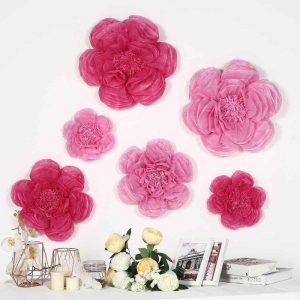 Backdrop & Wall Decals |   Set of 6 Pink Fuchsia Giant Peony 3D Paper Flowers Wall Decor – 12″,16″,20″ Backdrop & Wall Decals Backdrop & Wall Decals