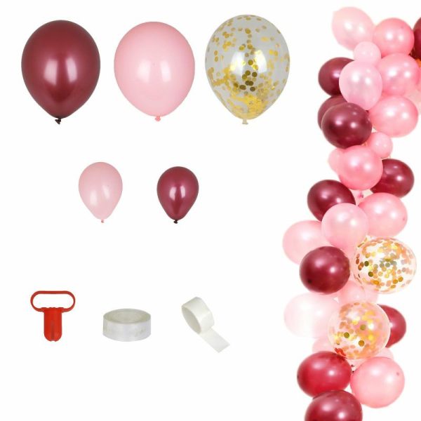 Balloons |   110 Pack Burgundy, Clear and Pink DIY Balloon Garland Arch Party Kit Balloons Balloons