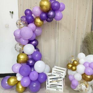 Balloons |   121 Pack Purple, White, Gold, Clear DIY Balloon Garland Arch Party Kit Balloons Balloons