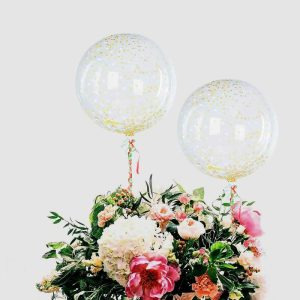 Balloons |   2 Pack 20″ Clear Confetti Dot Filled PVC Helium Air Bubble Balloons Balloons Balloons