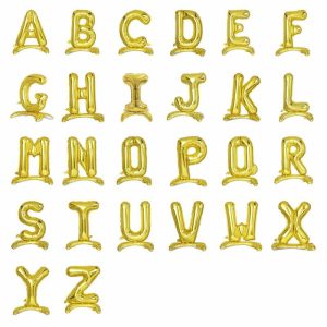 Balloons |   27″ Gold Self Standing Helium Air Mylar Foil Letter and Number Balloons Balloons Balloons