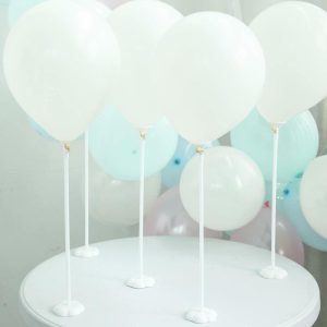 Balloons |   5 Pack White Balloon Centerpieces Holder with Floral Base, Table Top Balloon Stand Stick Kit – 17″ Balloons Balloons