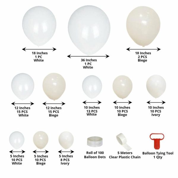 Balloons |   95 Pack Assorted White Beige Latex Balloon Arch Kit, DIY Party Balloon Garland Decorations Balloons Balloons