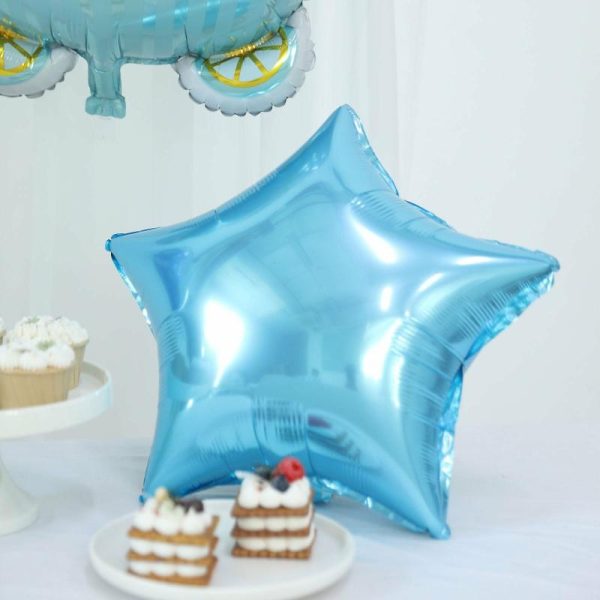 Balloons |   Set of 5 Blue White Boy Baby Shower Mylar Foil Balloon Set, Star, Round and Baby Carriage Balloon Bouquet With Ribbon, Gender Reveal Party Decorations Balloons Balloons