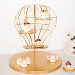 Cake Decorating Supplies |   19″ Gold 4-Tier Hot Air Balloon Metal Cupcake Dessert Display Stand Cake Decorating Supplies Cake Decorating Supplies