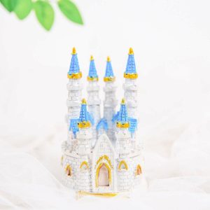 Cake Decorating Supplies |   4.5″ Blue White Cinderella Castle Cake Topper Figurine, Baby Shower Party Decorations Cake Decorating Supplies Cake Decorating Supplies