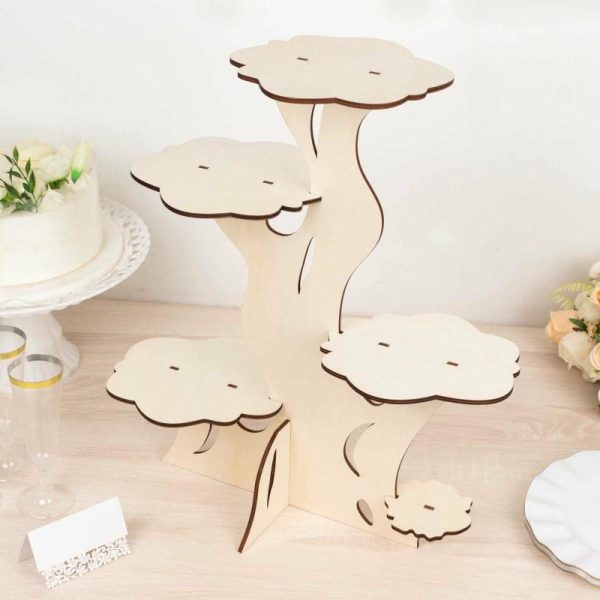 Cake Decorating Supplies |   5-Tier Natural Laser Cut Wooden Tree Tower Cupcake Dessert Stand, 19″ Tall Rustic Cake Display Stand Cake Decorating Supplies Cake Decorating Supplies