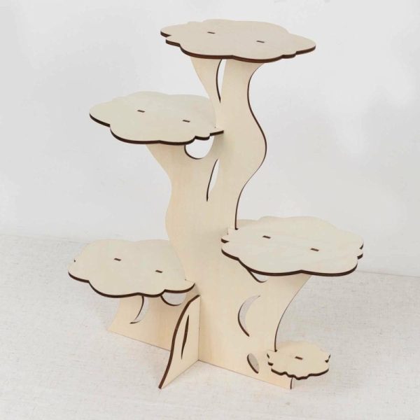 Cake Decorating Supplies |   5-Tier Natural Laser Cut Wooden Tree Tower Cupcake Dessert Stand, 19″ Tall Rustic Cake Display Stand Cake Decorating Supplies Cake Decorating Supplies