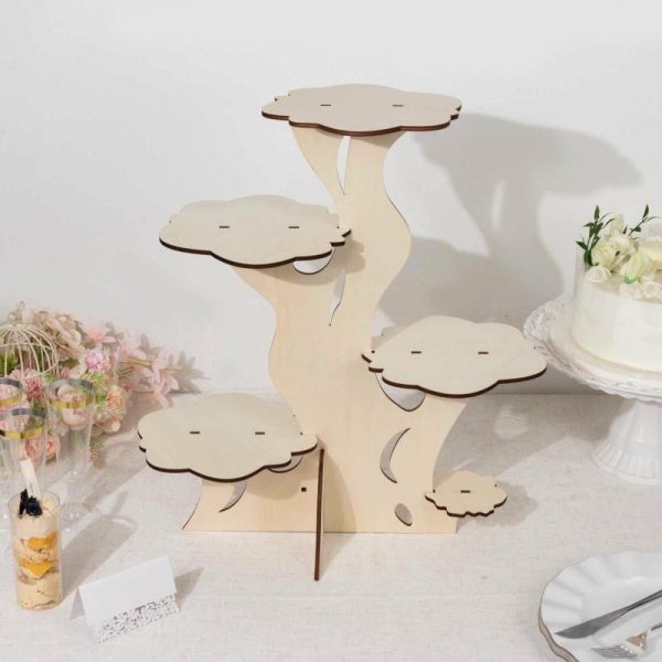 Cake Decorating Supplies |   5-Tier Natural Laser Cut Wooden Tree Tower Cupcake Dessert Stand, 19″ Tall Rustic Cake Display Stand Cake Decorating Supplies Cake Decorating Supplies