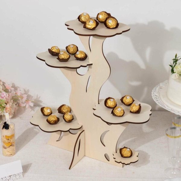 Cake Decorating Supplies |   5-Tier Natural Laser Cut Wooden Tree Tower Cupcake Dessert Stand, 19″ Tall Rustic Cake Display Stand Cake Decorating Supplies Cake Decorating Supplies