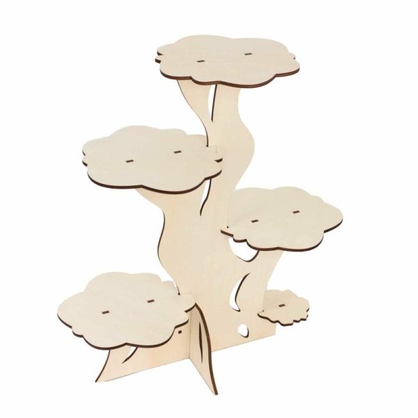 Cake Decorating Supplies |   5-Tier Natural Laser Cut Wooden Tree Tower Cupcake Dessert Stand, 19″ Tall Rustic Cake Display Stand Cake Decorating Supplies Cake Decorating Supplies